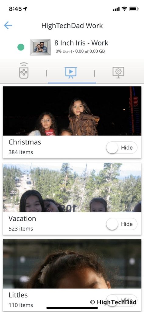 HighTechDad Nixplay Iris Digital WiFi Frame Review - manage albums