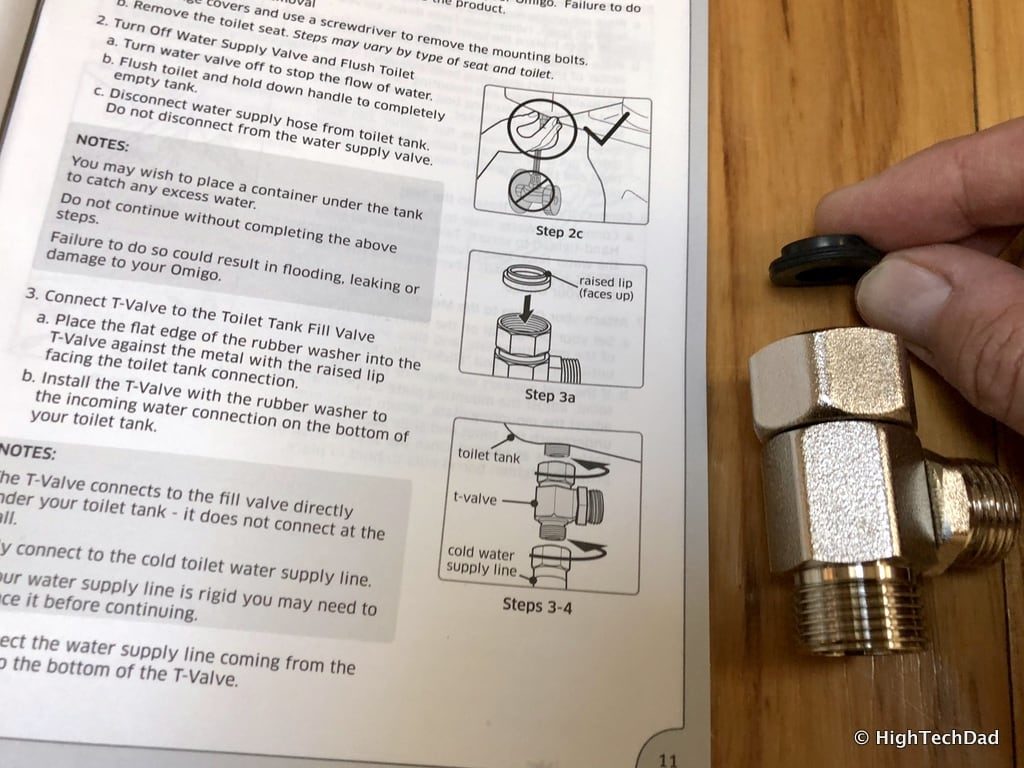 HighTechDad Omigo Toilet Seat Review - connect T-valve