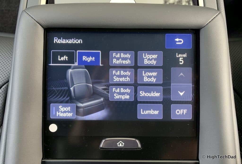 HighTechDad 2019 Lexus LS-500h review - rear seat massage controls