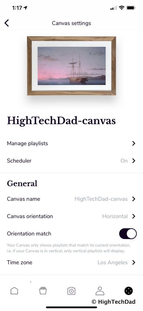 HighTechDad Meural Canvas Review - managing the Canvas
