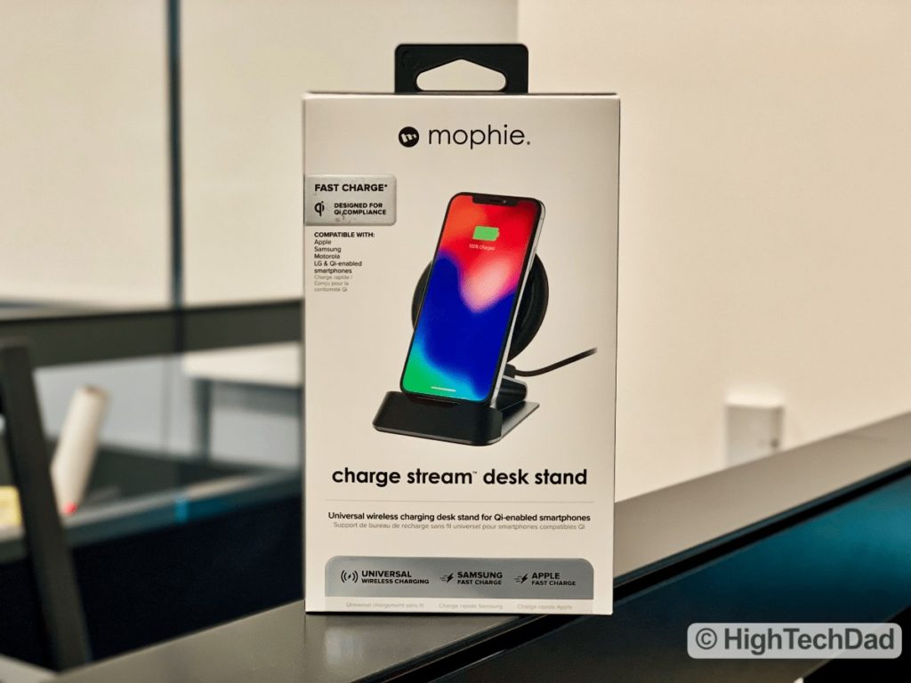 HighTechDad Review Mophie Charge Stream Desk Stand - in box