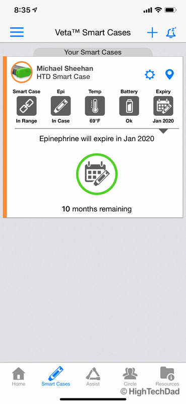 HighTechDad review Aterica Veta Smart Case for EPIPENS - expiration date