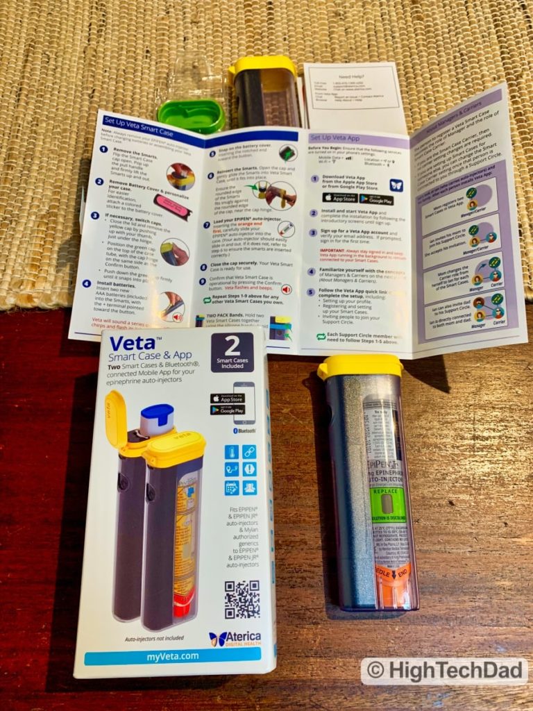 HighTechDad review Aterica Veta Smart Case for EPIPENS - what's in the box