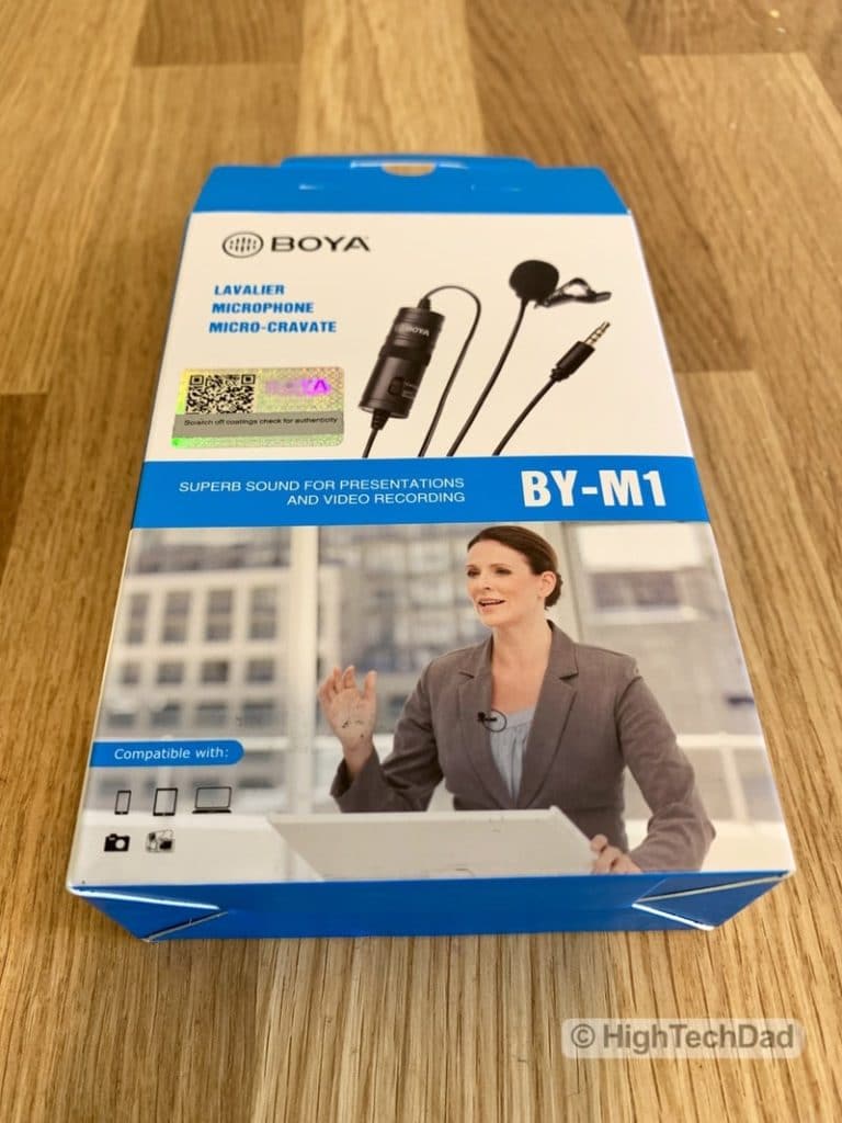 HighTechDad reviews BOYA BY-M1 lavalier mic - box