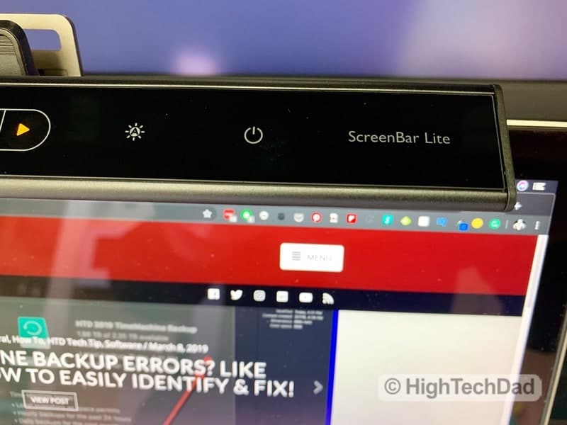 HighTechDad Review of BenQ ScreenBar Lite LED lighting - power button