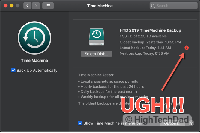 HighTechDad How To Fix Time Machine Errors (Error Type 11) - red exclamation mark