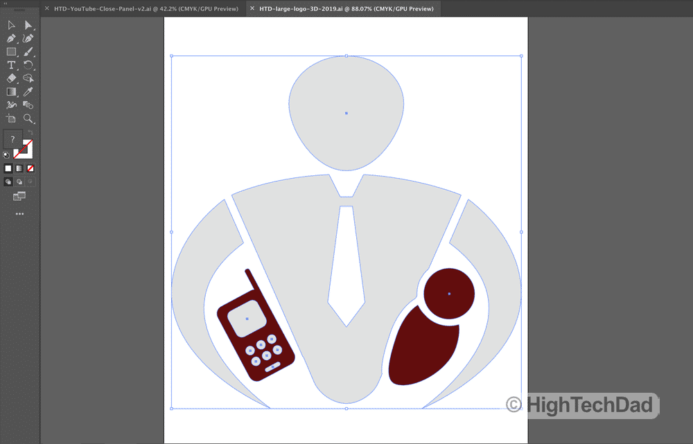 HighTechDad logo in Adobe Illustrator (part of Adobe Creative Cloud)