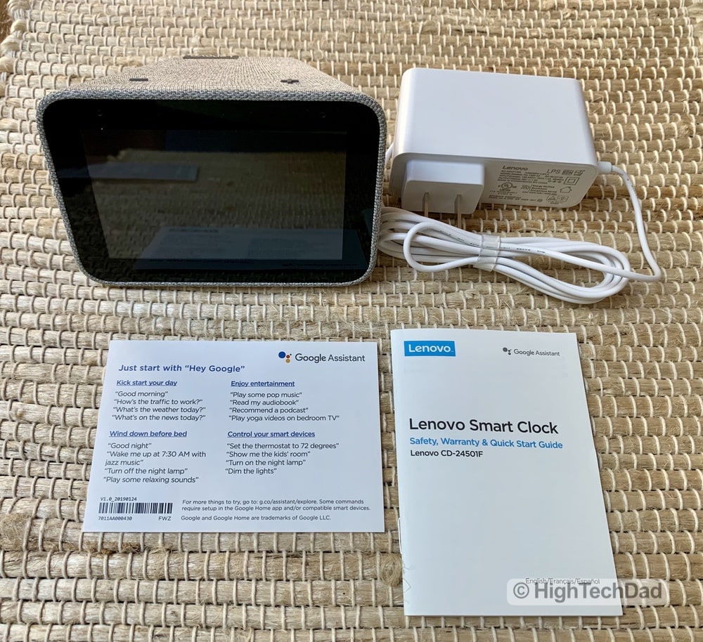 HighTechDad Review of Lenovo Smart Clock - what's in the box