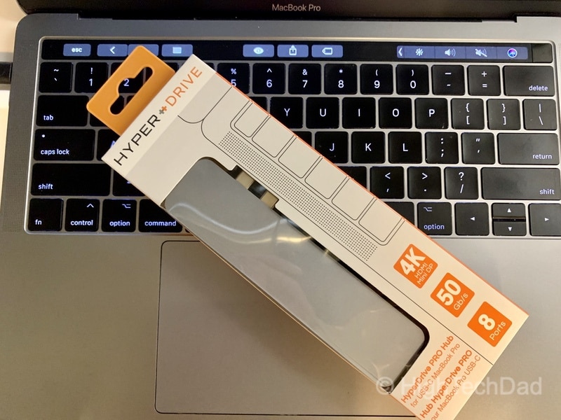 HighTechDad review of HyperDrive PRO 8-in-2 USB Type-C hub - boxed top view
