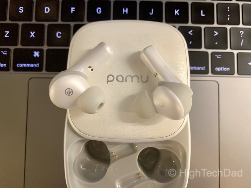HighTechDad Review of PaMu Slide Plus Bluetooth earbuds - slide open