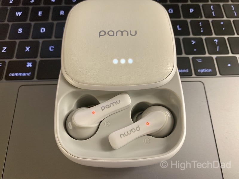 HighTechDad Review of PaMu Slide Plus Bluetooth earbuds - charging