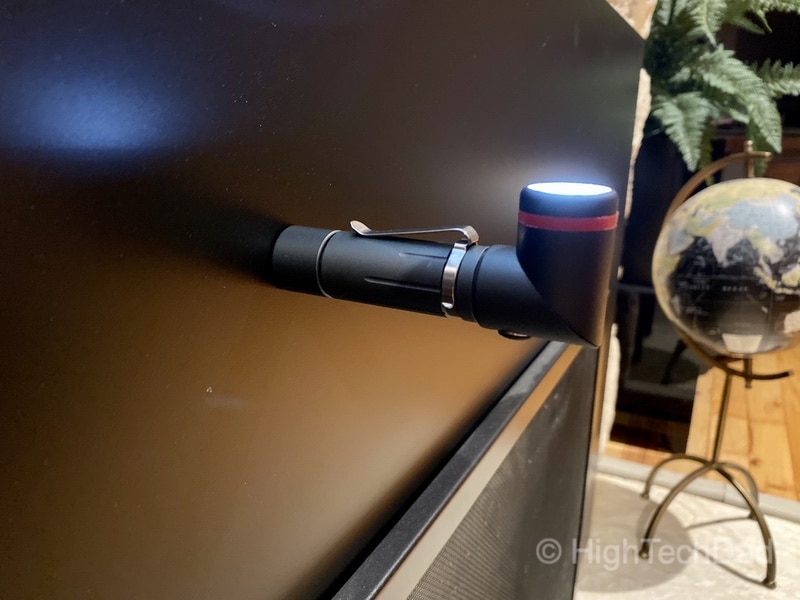 HighTechDad reviews KeySmart NanoTorch Twist LED flashlight - swivel the lens while using magnetic base