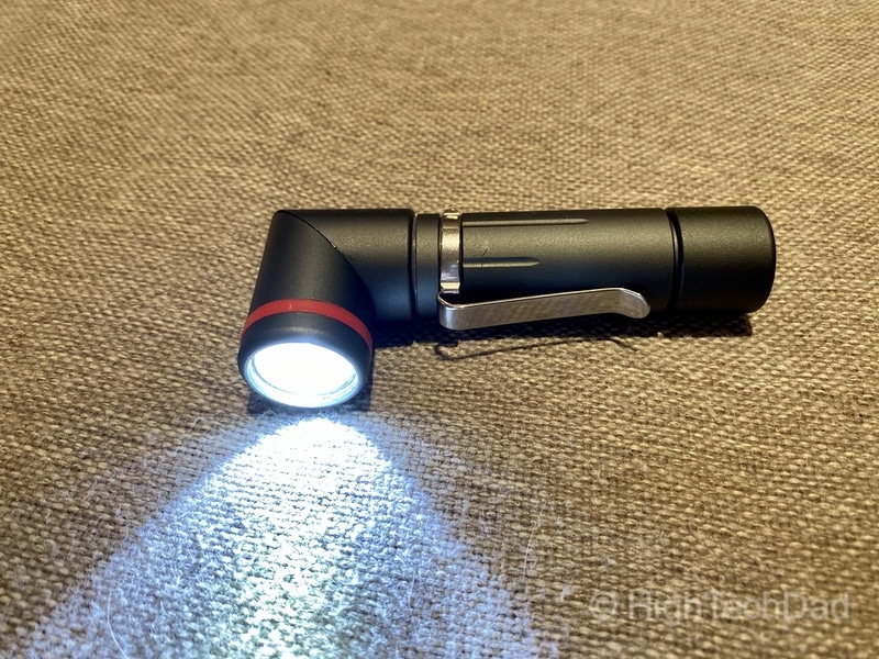 HighTechDad reviews KeySmart NanoTorch Twist LED flashlight - 90-degree pivot
