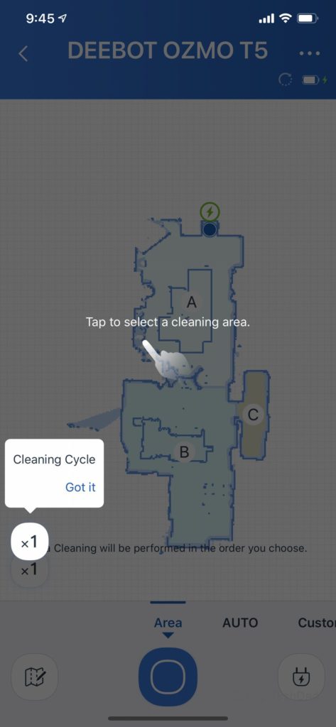 Custom vacuuming areas with the Deebot T5