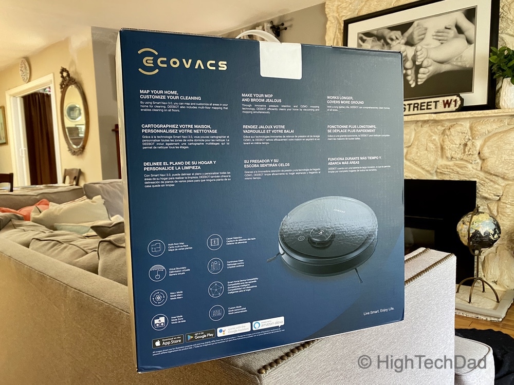 HighTechDad review: Ecovacs Ozmo Deebot T5 - back of the box