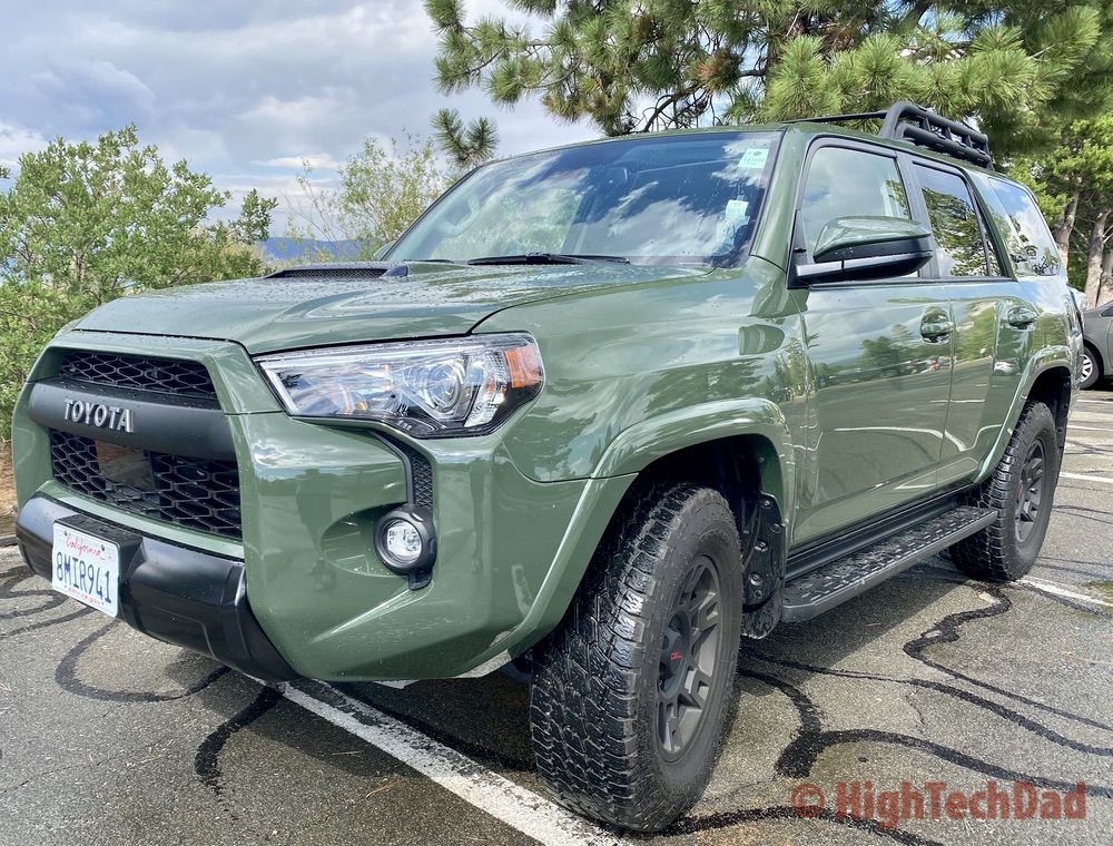 HighTechDad reviews 2020 Toyota 4Runner TRD Pro - front driver's side view by Lake Tahoe