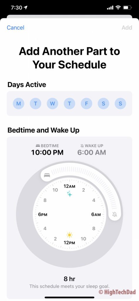 HighTechDad - configuring a sleep schedule on iOS 14 beta