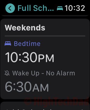HighTechDad - watchOS weekend sleep schedule