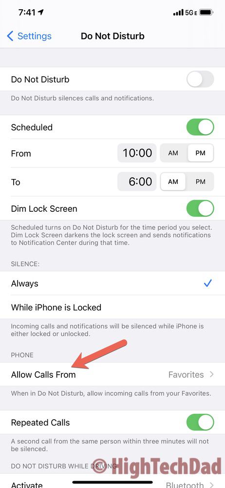 HighTechDad tip - review your DND settings and timings