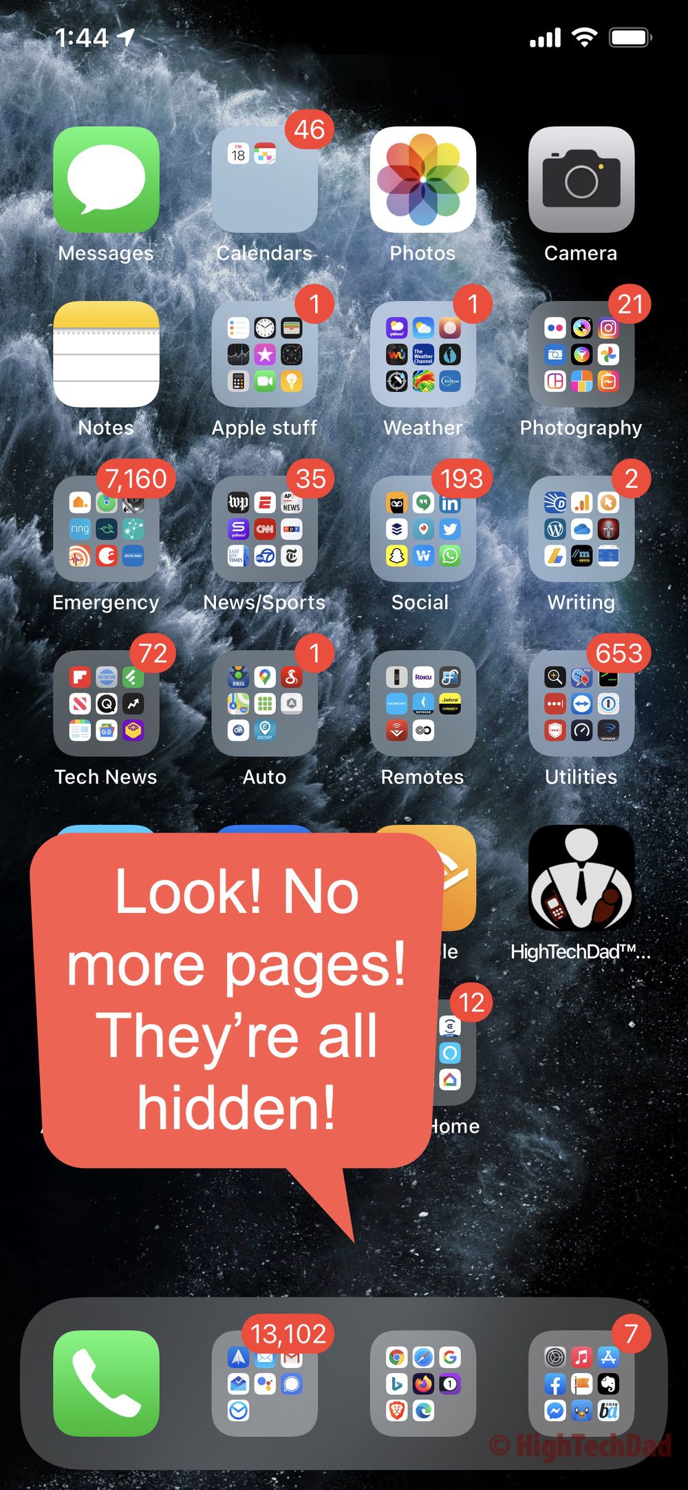 All pages but one are hidden - HighTechDad iOS 14 quick tip