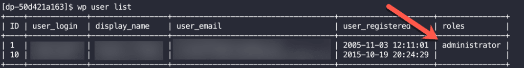 HighTechDad - role associated with user via WP CLI