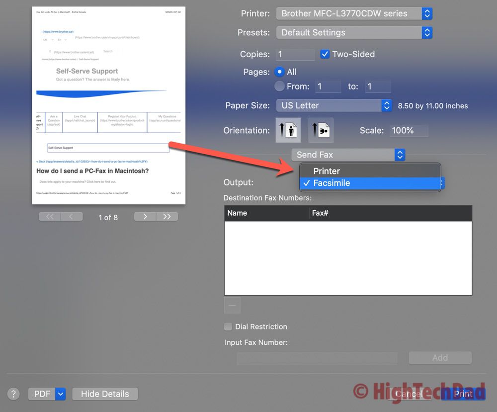 Choose Facsimile as the output - how to print directly from your Mac - HighTechDad