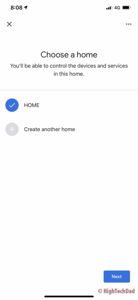 Google Home - setting up new device in my "Home" location