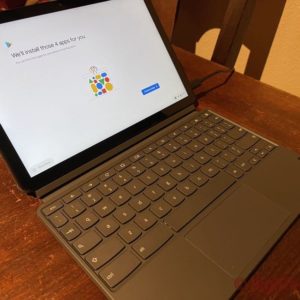 HighTechDad review - Lenovo Chromebook Duet side view of keyboard