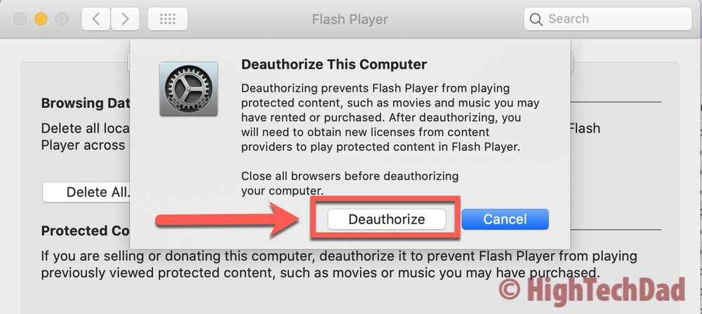 HighTechDad How to Uninstall Adobe Flash Player Mac 7 deauthorize - HighTechDad™