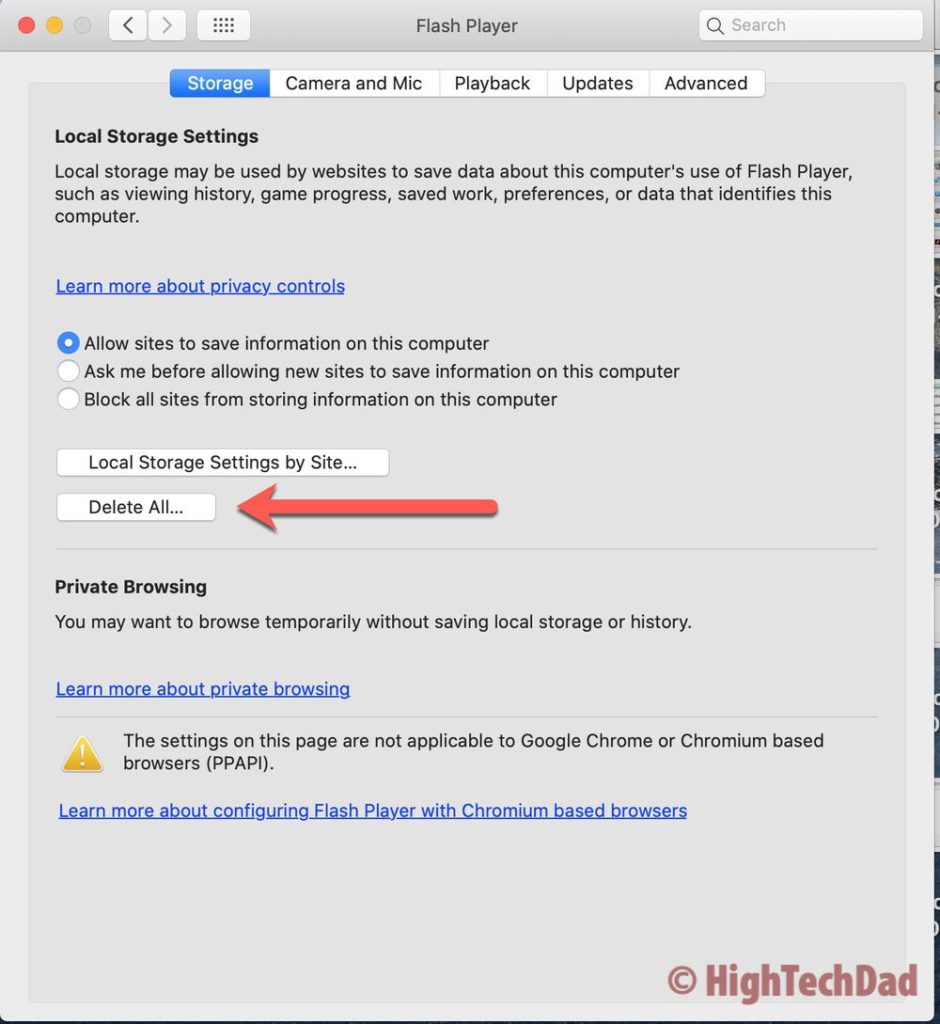 Delete Adobe Flash Player local storage - HighTechDad How To