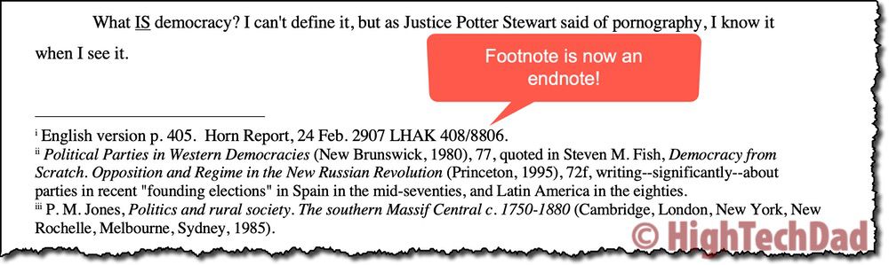 Footnote is now endnote - How to Convert footnotes to endnotes - HighTechDad