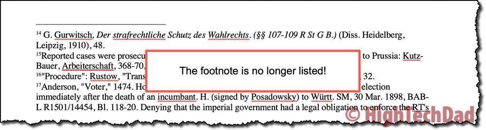 Footnote no longer listed - How to Convert footnotes to endnotes - HighTechDad