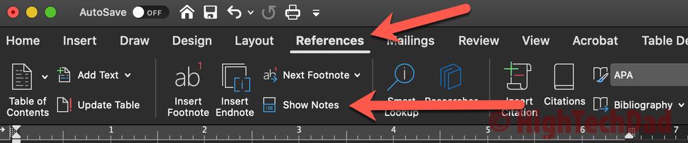 Click on Reference and Show Notes - How to Convert footnotes to endnotes - HighTechDad