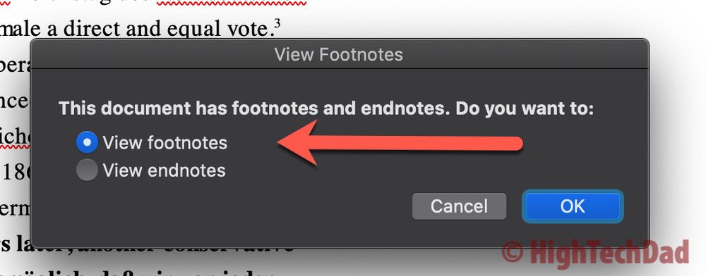 View footnotes option - How to Convert footnotes to endnotes - HighTechDad