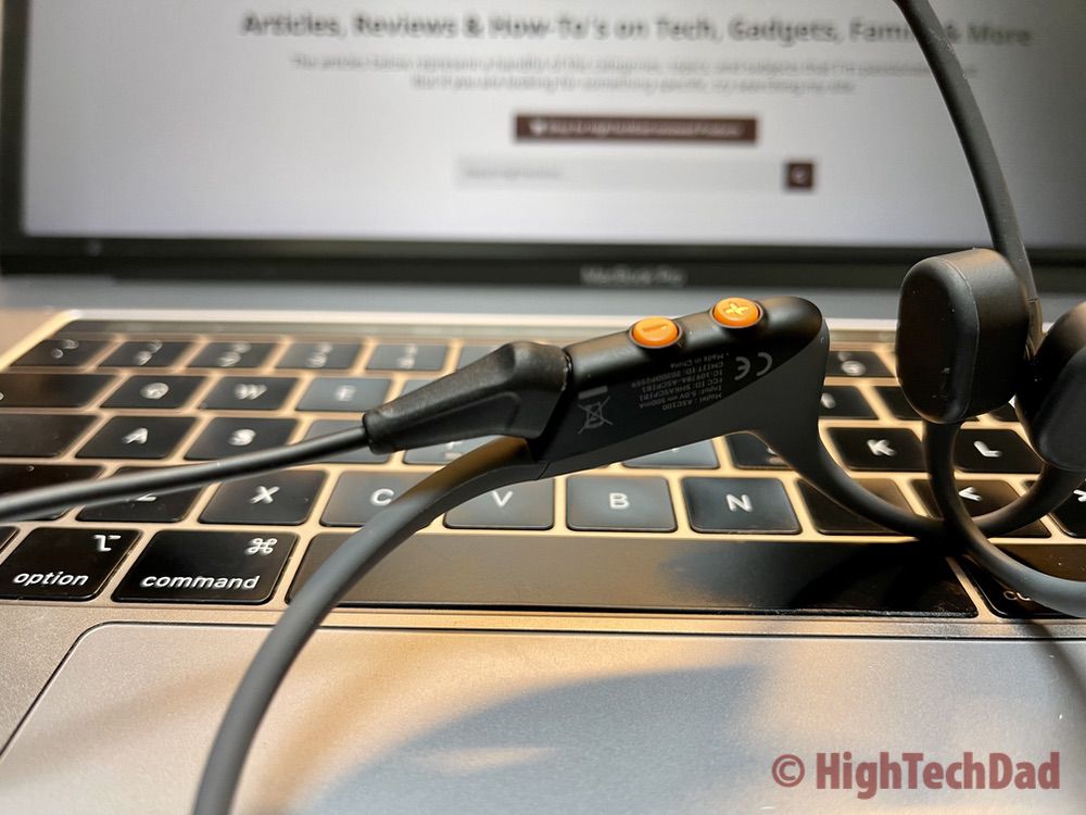 Buttons on the AfterShokz OpenComm headset - HighTechDad review