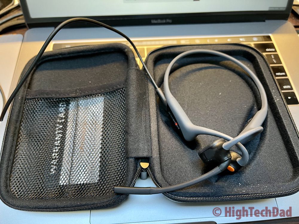 Carrying case for AfterShokz OpenComm Bluetooth headset & charging - HighTechDad review