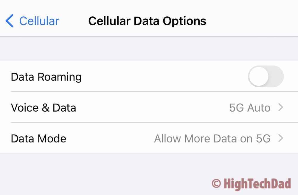 5G options - iPhone 12 Pro Max - HighTechDad