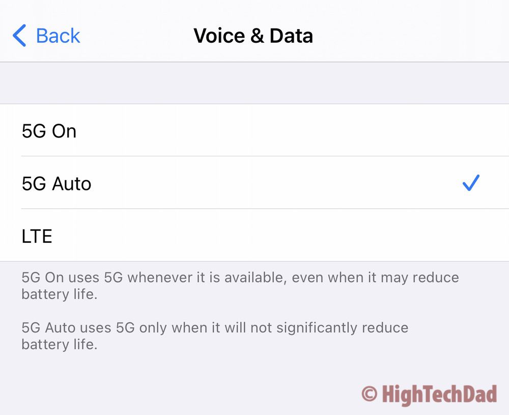 5G options - iPhone 12 Pro Max - HighTechDad