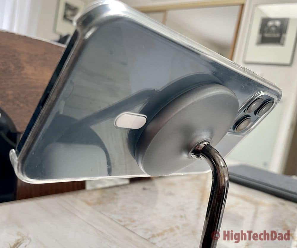 Close up of back MagSafe - HyperJuice Magnetic Wireless Charging Stand - HighTechDad review
