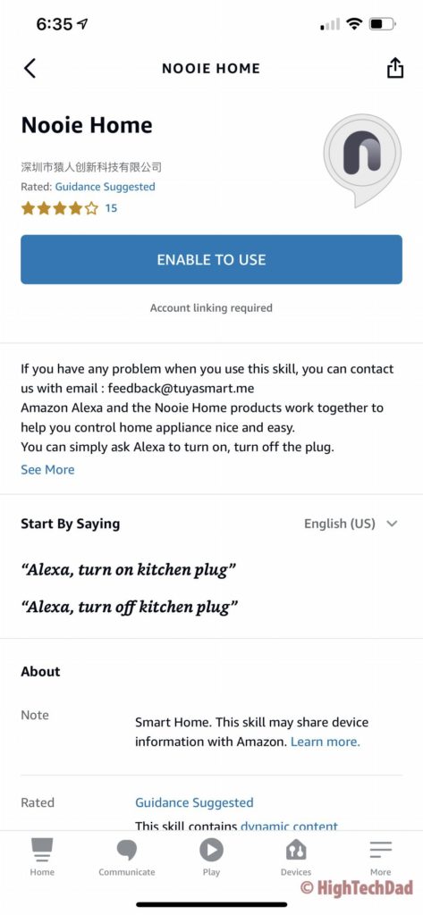 Control via an Amazon Alexa skill - Nooie Aurora Smart LED bulb - Review by HighTechDad