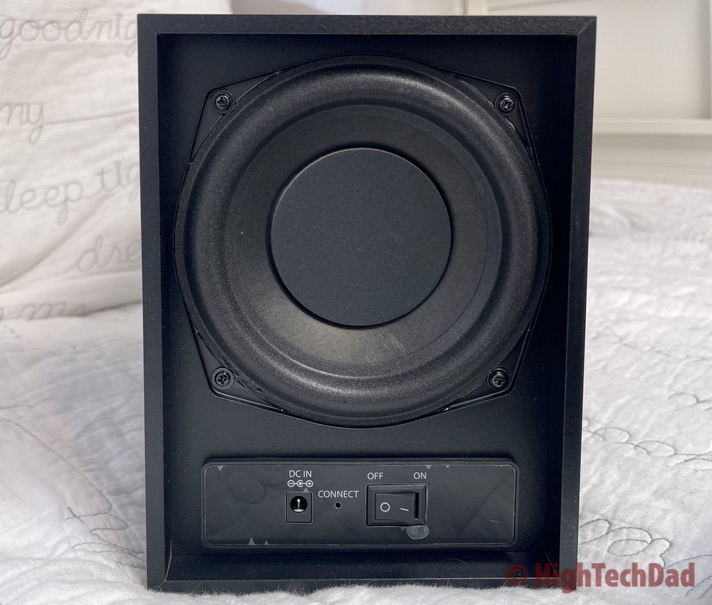 Back of the subwoofer - iLive HD Sound Bar - HighTechDad review