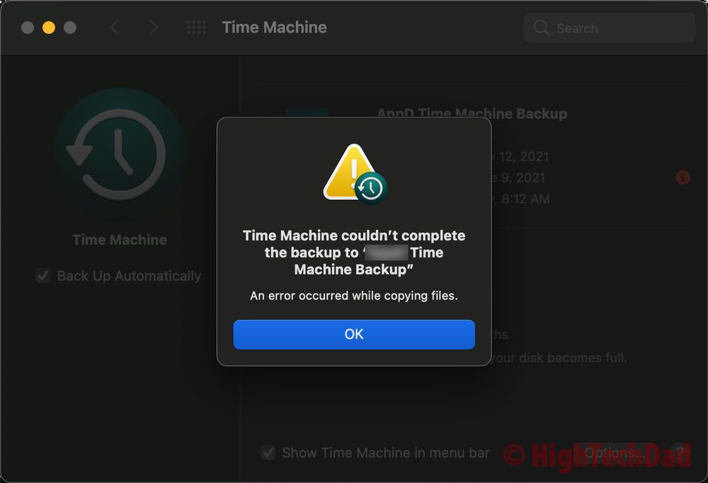 HighTechDad Time Machine One Drive error cryptic error message time machine - HighTechDad™
