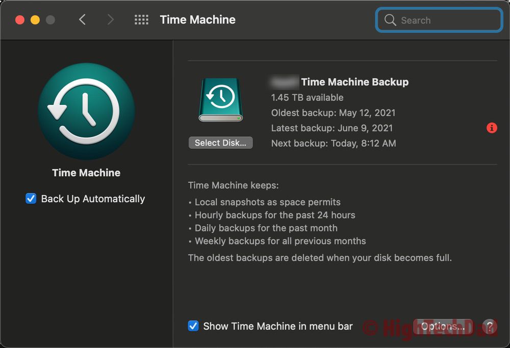 HighTechDad Time Machine One Drive error error on time machine panel - HighTechDad™