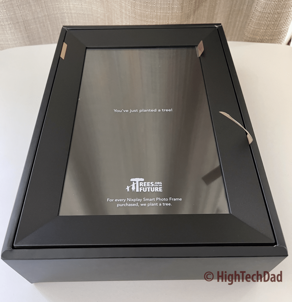 Plant a tree - What's in the box - HighTechDad review of Nixplay smart digital frame with touch screen