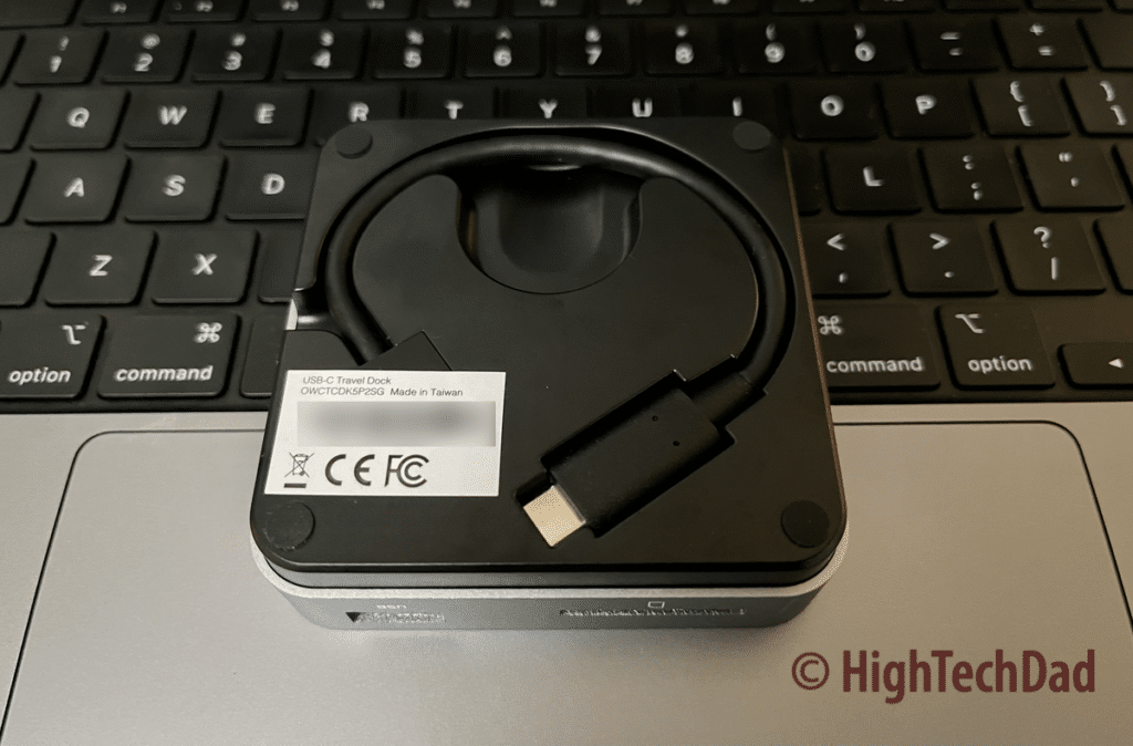 Cord stored on bottom - OWC USB-C Travel Dock - HighTechDad Review