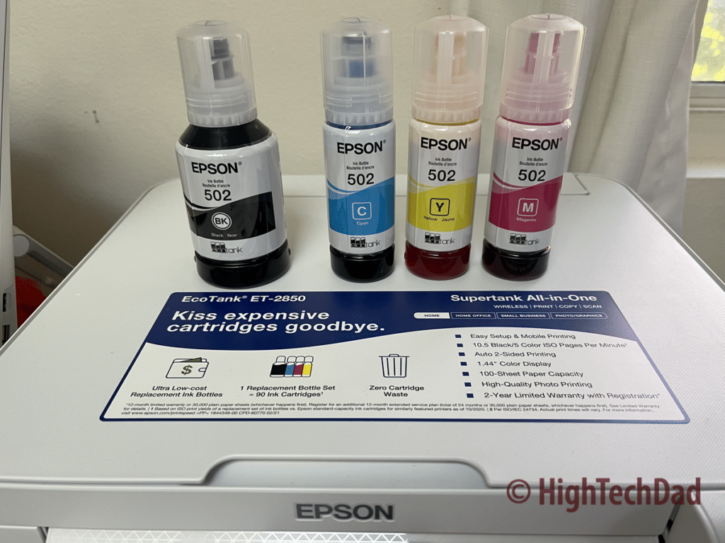 Ink Bottles - - HighTechDad review of the Epson EcoTank ET-2850 Printer