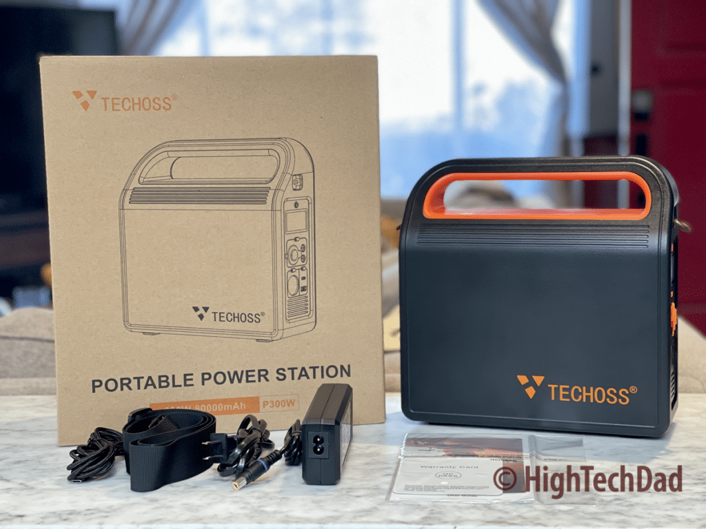 What is in the box - HighTechDad Review - TECHOSS P300W Portable Power Station