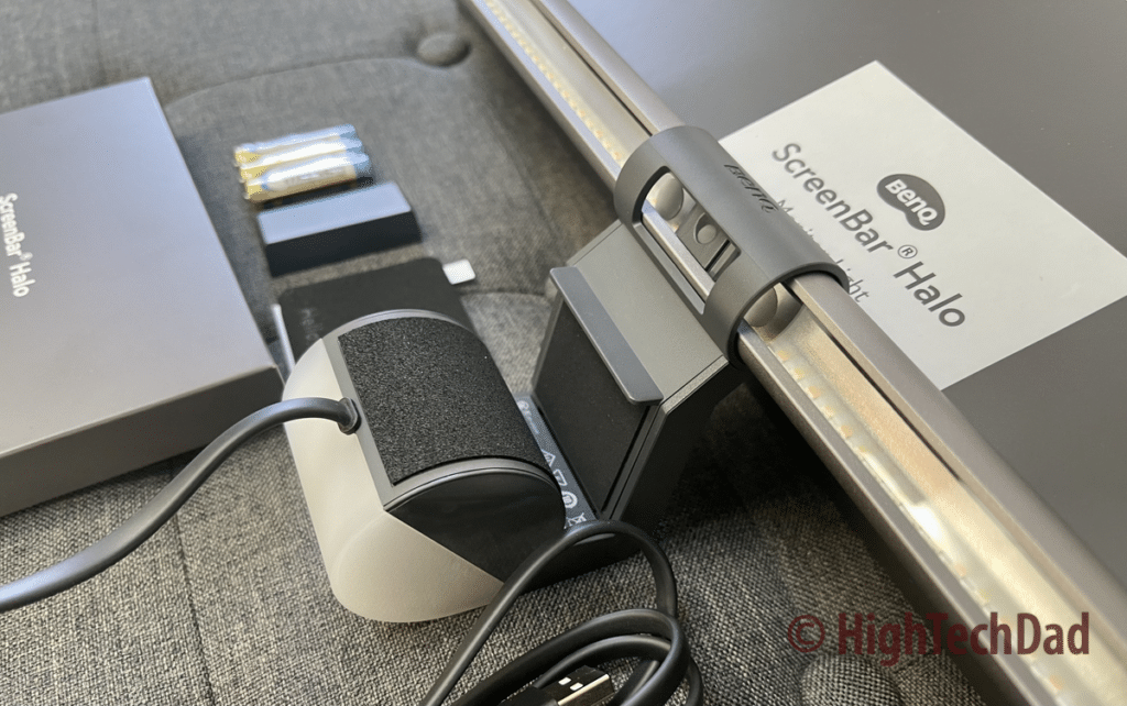 Hinge mount close-up - BenQ ScreenBar Halo - HighTechDad review