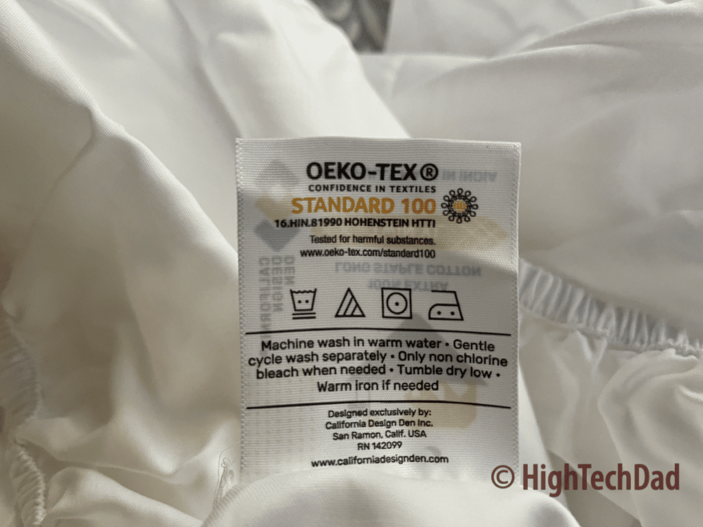 OEKO-TEX - California Design Den sheets - HighTechDad Review