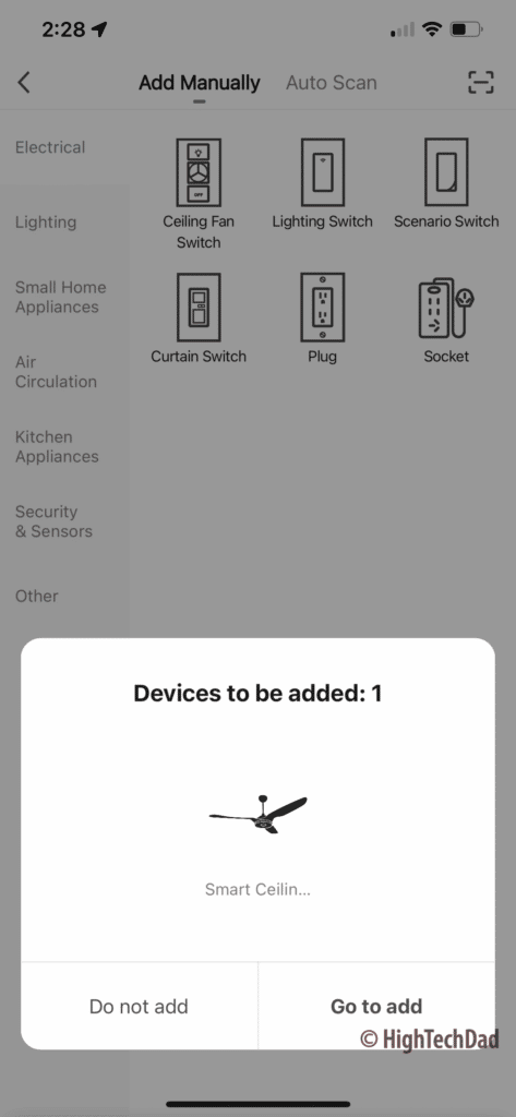 Add the smart fan to app  - Smafan smart fan 48" Trendsetter - HighTechDad review